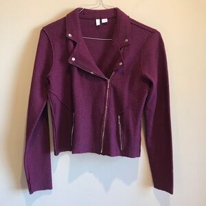 Anthropologie Moth Wool Side Zipper Moto Jacket